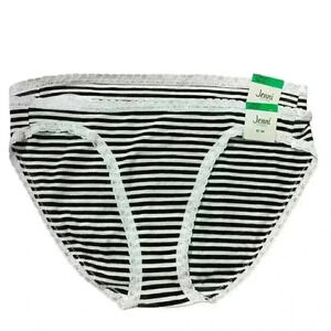 2-Pack‎ JENNI Women's Bikini Lace Trim Black White Striped Size L